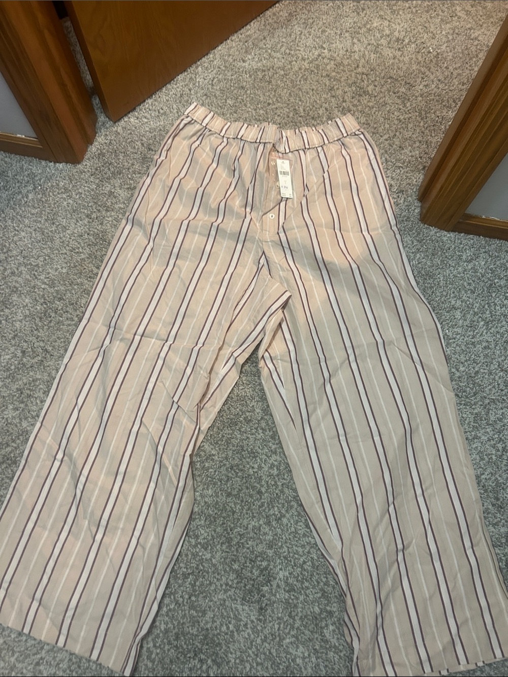 Anthropologie Beige Striped pj pants